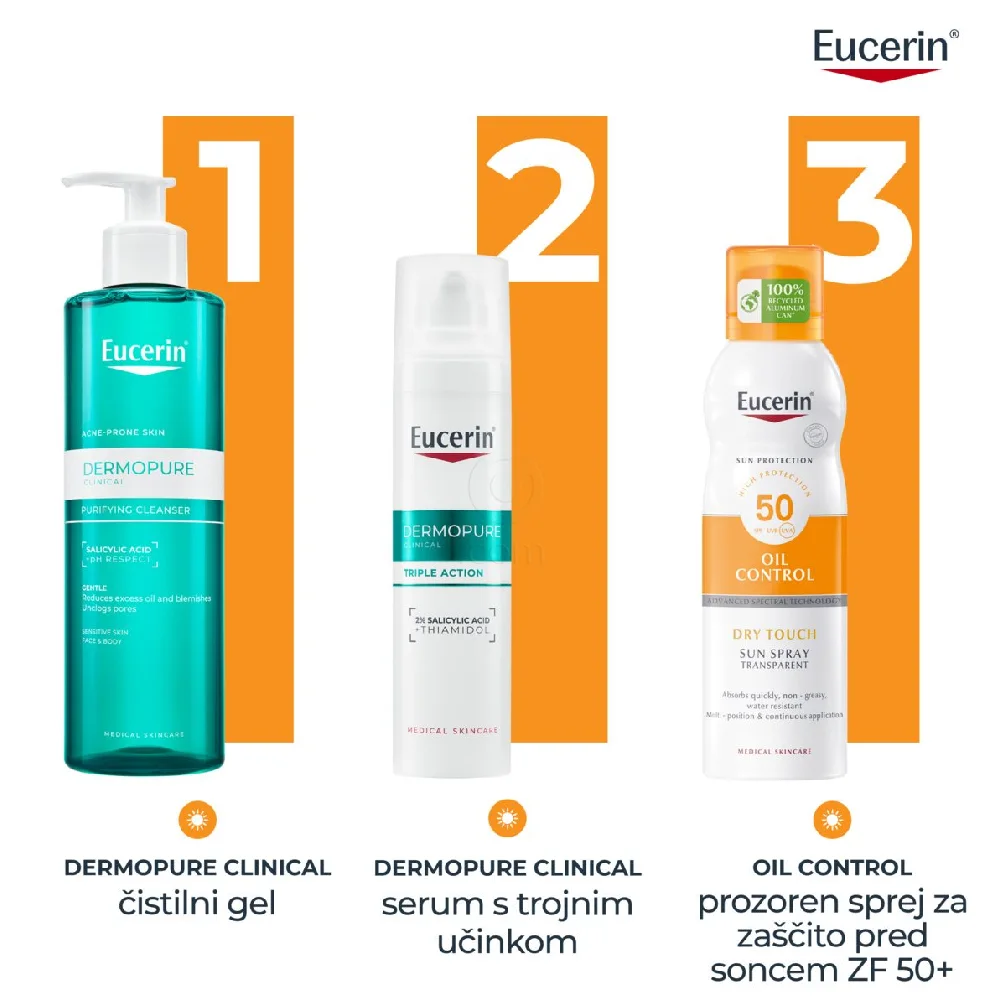 Eucerin Sun Dry Touch, prozoren sprej za zaščito pred soncem ZF 50 (200 ml) 